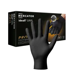 Mercator Ideal Grip Large Black Disposable Gloves 50 Pack