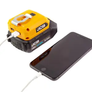 JCB 18USB 18V USB Adaptor 2 x USB Port Battery Charger + LED Light - Bare