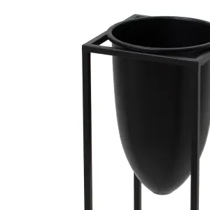 Bullet Planter on Frame - Metal - L18 x W18 x H62 cm - Matt Black