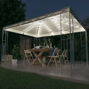 Berkfield Gazebo with LED String Lights 400x300 cm Cream