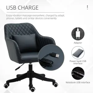 Vinsetto Office Chair with Rechargeable Vibration Massage Lumbar Pillow, Wheels