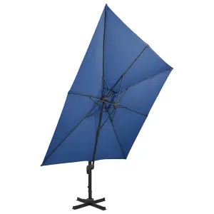 Berkfield Cantilever Umbrella with Double Top 300x300 cm Azure Blue