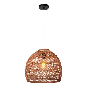 Lucide Moloko Scandinavian Rattan Pendant Light 40cm - 1xE27 - Ocher Yellow