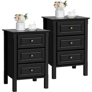 3 - Drawer End Table (Set of 2) Black