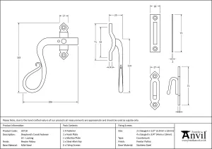 From The Anvil Pewter Locking Shepherd's Crook Fastener - LH