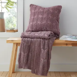 Catherine Lansfield Chunky Marl Knit Cosy 45x45 cm Cushion Plum