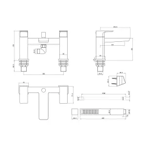 Hoveton Brushed Brass effect Deck-mounted 2 Tap Hole Shower mixer Tap