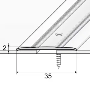 A08 930mm x 35mm 2.3mm Anodised Aluminium Flat Door Threshold Profile - Silver, 0.93m