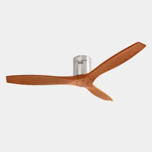 Luminosa Stem 3 Blade Ceiling Fan Satin nickel, Solid Wood Blades