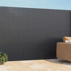 Dark Grey PVC Privacy Fence Sun Blocked Garden Screen Panel Blindfold for Balcony L 3m x H 1.8m