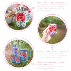 BillyCan Hand-Painted Picnic Cup - 300ml - Raspberry Peony