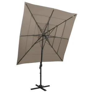 Berkfield 4-Tier Parasol with Aluminium Pole Taupe 250x250 cm