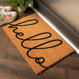 Modern Hello Scribble Text Doormat