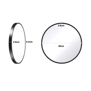 Black Round Bathroom Mirrorwith Simple Metal Frame - 40CM