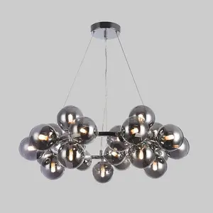 Luminosa Modern Hanging Pendant Chrome 25 Light  with Smoky Shade, G9