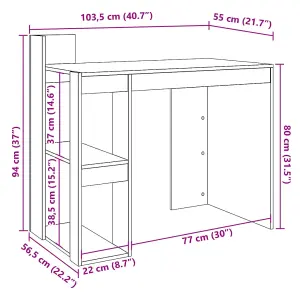 Berkfield Office Desk Black 103.5x56.5x94 cm Engineered Wood