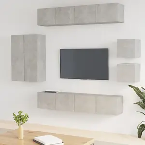 Berkfield 8 Piece TV Cabinet Set Concrete Grey Engineered Wood