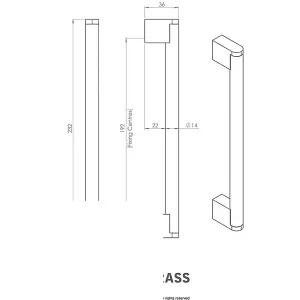 Round Bar Pull Handle 232 x 14mm 192mm Fixing Centers Satin Nickel & Steel