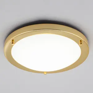 Litecraft Mari Brass 18w Large LED Flush Bathroom Ceiling Light