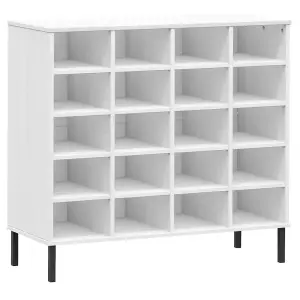 Berkfield Shoe Rack with Metal Legs White 95x35x87 cm Solid Wood OSLO