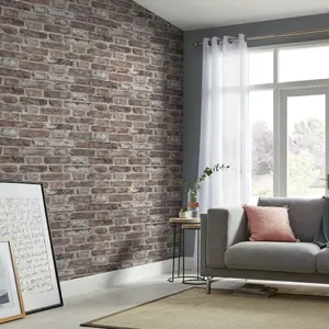 GDUK Brick Wall Effect Tanlay Smooth Wallpaper, Pink