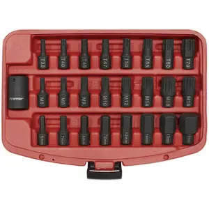 25 Piece Impact Socket Bit Set - 1/2" Square Drive - TRX-Star / Hex / Spline Bit