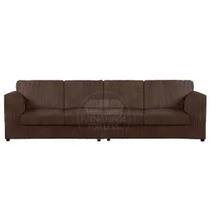 Luxor Long Fabric Jumbo Cord 4 Seater Sofa - Full Back Chocolate