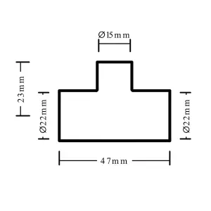 Copper End feed Reducing Tee (Dia) 22mm x 22mm x 15mm