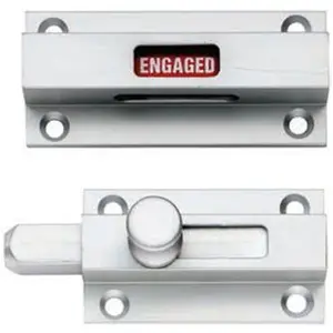 Aluminium Toilet Sliding Lock Bolt & Occupancy Indicator - Bathroom WC Door