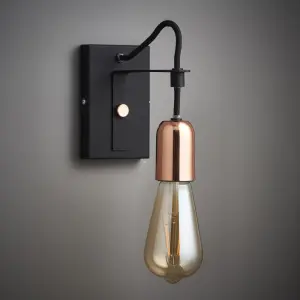 Colours Detroit modern Black Copper effect LED Wall light