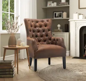 Faux Leather Suede Brown Gabriella Accent Chair