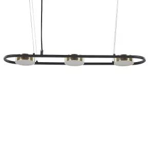 3 Light Metal LED Pendant Lamp Black and Brass MALI