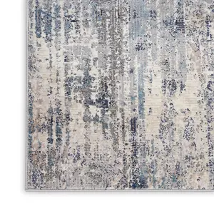 Abstract Ivory Grey Blue Modern Rug For Living Room Bedroom & Dining Room-274cm X 366cm