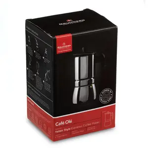 Cafe Olé Stainless Steel Coffee Maker, Suitable for Induction Hobs, Silver 6L