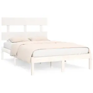 Berkfield Bed Frame White Solid Wood 120x200 cm