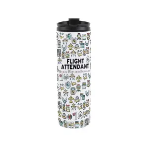 Flight Attendant Travel Mug - Novelty Cabin Crew Gift - Stainless Steel Vacuum-Sealed Double-Walled Hot/Cold Drinks Travel Flask