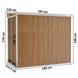 Berkfield Wall-mounted Garden Shed Brown 118x194x178 cm Galvanised Steel