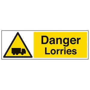 Danger Lorries Warning Vehicle Sign - Adhesive Vinyl - 600x200mm (x3)