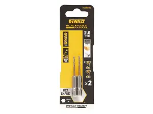 DEWALT Black and Gold Hex HSS-G Drill Bits 2.0mm Pack of 2