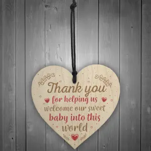 Red Ocean Handmade Wooden Heart Plaque Gift For Midwife Midwives Nurse Newborn Baby Thank You Gift