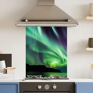 Premium 60x75cm 6mm Glass Northern Lights Kitchen Splashback Toughened