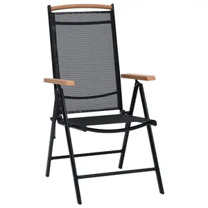 Berkfield Folding Garden Chairs 2 pcs Aluminium and Textilene Black