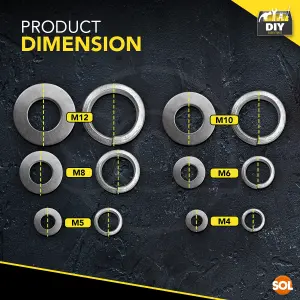 500pk Washer Set Consist of M4 Washers M5 Washers M6 Washers M8 Washers M10 Washers M12 Washers, Small Washers for Screws Metal Wa