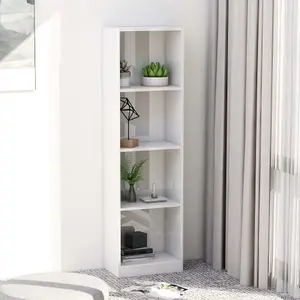 Berkfield 4-Tier Book Cabinet High Gloss White 40x24x142 cm Engineered Wood