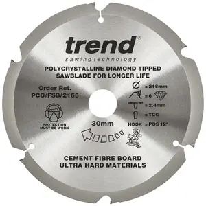 Trend PCD/FSB/2166 PCD Laminate Saw Blade 216mm 30mm Bore LS0815FL DCS777 GCM18V