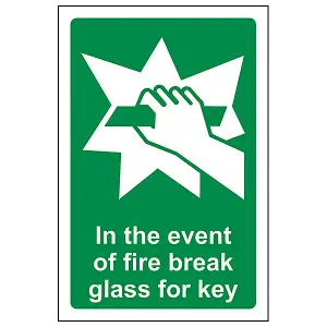 In The Event Of Fire Break Glass For Key Sign - Rigid Plastic - 100x150mm (x3)