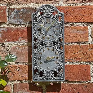 Retro Style Home/Garden Indoor/Outdoor Wall Clock Decorative Fence Ornament Thermometer