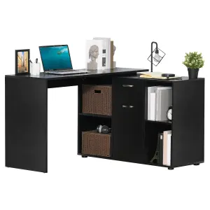 HOMCOM Dual-use Adjustable Large L-Shaped Computer Desk Laptop Workstation