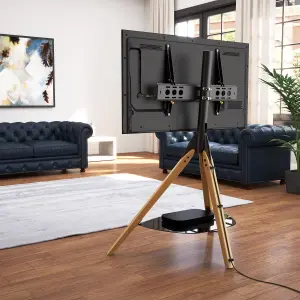 AVF FSL1000HOXLWB Hoxton Tripod TV Stand with Bracket for up to 70 inch TVs - Light Wood