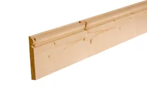 GoodHome Planed Natural Pine Torus Skirting board (L)2400mm (W)144mm (T)19.5mm